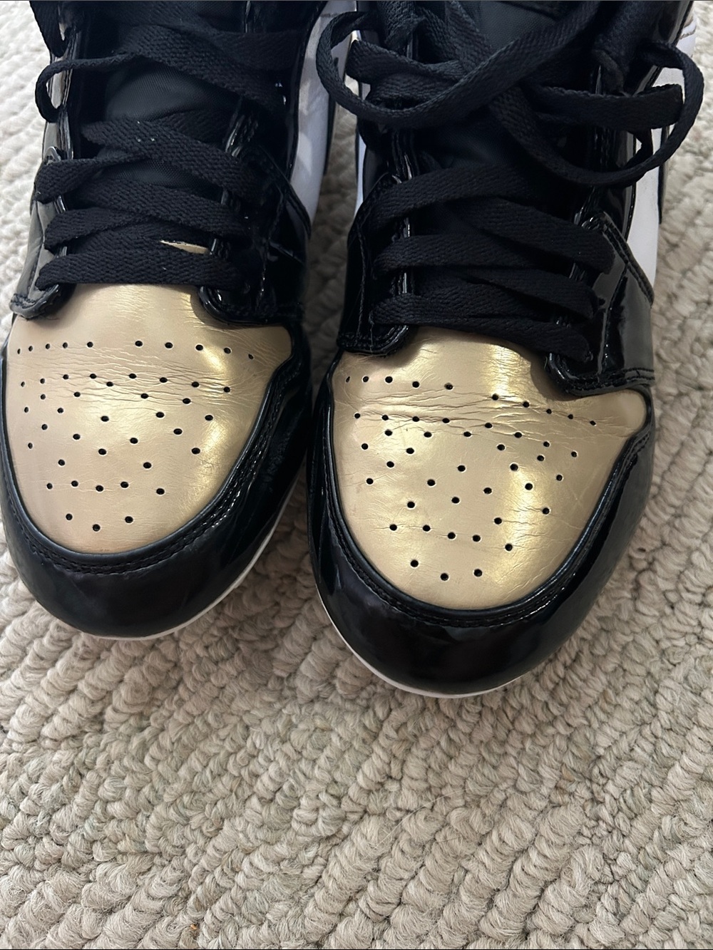 Nike Air Jordan 1 Low Cleat - White Black Gold - Picture 7 of 14